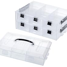 MyGift 11 Inch Stackable Storage Container Clear Plastic Arts Crafts Sewing Supplies Organizer Case
