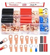 Twidec/110PCS Battery Cable Ends AWG 2 4 6 8 10 12 14 16 Gauge Copper Cable Wire Lugs,Ring Termin...
