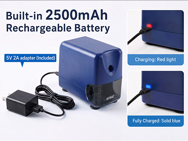 AFMAT PSD3 Rechargeable Pencil Sharpener for Classroom