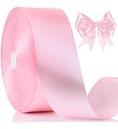 NESCCI 100 Yards Ribbon,1-1/2 Inch Pink Satin Ribbon,Single Face Satin Ribbons,Perfect for Gift W...