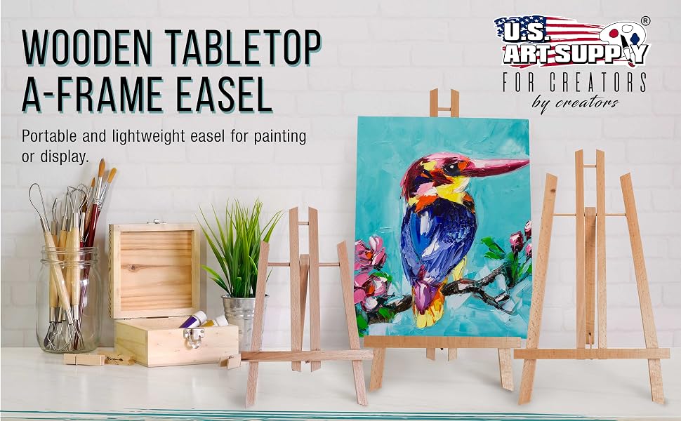 US Art Supply Wooden Tabletop A-Frame Easel