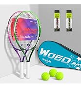 19" 23" 25" Kids Tennis Racket Junior/Youth Tennis Racquet with Tennis Ball Carry Bag Overgrips V...