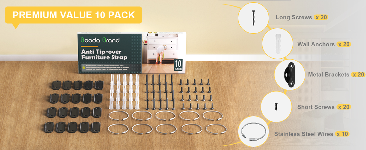 5. Booda Brand black furniture anchors 10 pack