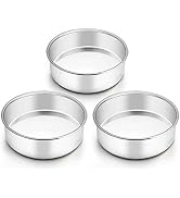 TeamFar 6 Inch Cake Pan, Stainless Steel Round Smash Cake Pan Baking Pans | Set of 3, Tier Cake B...