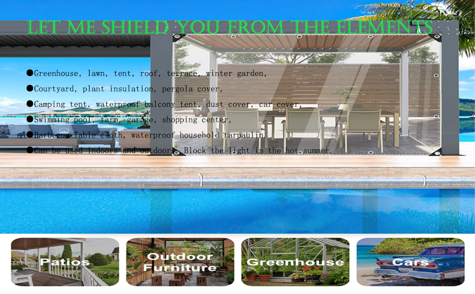 Transparent waterproof tarpaulin