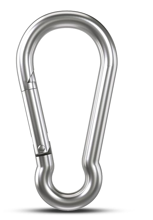 KINLINK Black Carbon Steel Carabiner Clips, Heavy Duty Spring Snap Hook