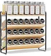 MUDEELA 4 Tier Spice Rack Organizer for Cabinet, Wooden Vertical Spice Shelf, Seasoning Organizer...