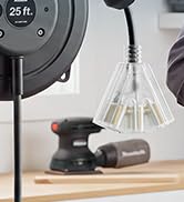 DEWENWILS 25FT Retractable Extension Cord Reel, 3-Outlet, 14/3C SJTOW Cable