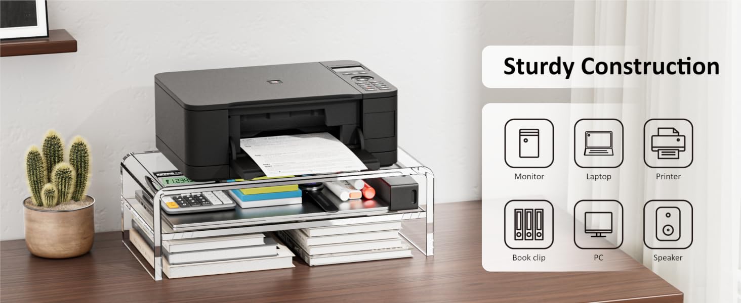 Egchi Clear Acrylic Monitor Stand Riser 2 Tier