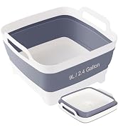 Collapsible Dish Basin & Sink Tub with Drain Plug – 2.4 Gal Baby Bottle Wash Basin, Bottle Washin...