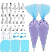 FANTEXY 33-Pieces Piping Bags and Tips Set, Reusable Cake Decorating Kit with 2 Pastry Bags, 24 i...