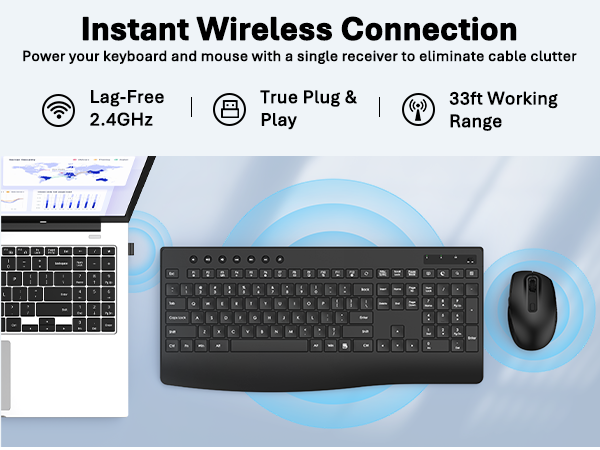 Instant wireless 2.4G connection plug and play