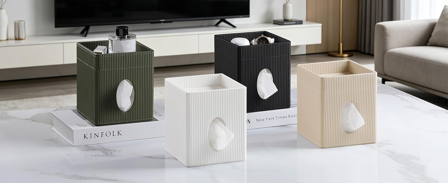 tissue box with tray