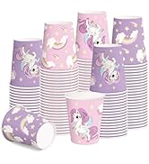 RUSPEPA Disposable Paper Cups 9oz - 100 Pack Unicorn Design Printed Paper Coffee Drinking Cups, T...