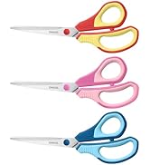 QMVESS 8.5" Scissors All Purpose 3 Pack, Ultra Sharp 2.5mm Thick Blade Scissors for Office, Profe...