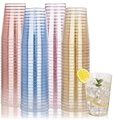 DaYammi 100 Pack 10 Oz Plastic Cups Glitter Disposable Cups in Assorted Colors,Plastic Glasses wi...