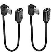LANMINGLEL Short USB 2.0 Male to Female Cable, 90 Degree USB 2.0 Extension Cable, 480 Mbps Type A...