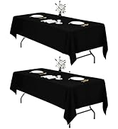 IVAPUPU 2 Pcs Table Cloth for Rectangle 60 x 102 Inch - Black Tablecloths Rectangular Table Cloth...