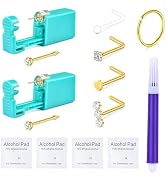 QWALIT Nose Piercing Kit Nose Ring Piercing Kit Self Nose Piercing Kit at Home Silver Black Gold ...