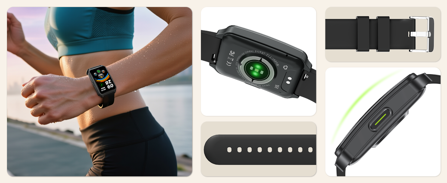 The smart watch for women/men features a high resolution and screen-to-body ratio