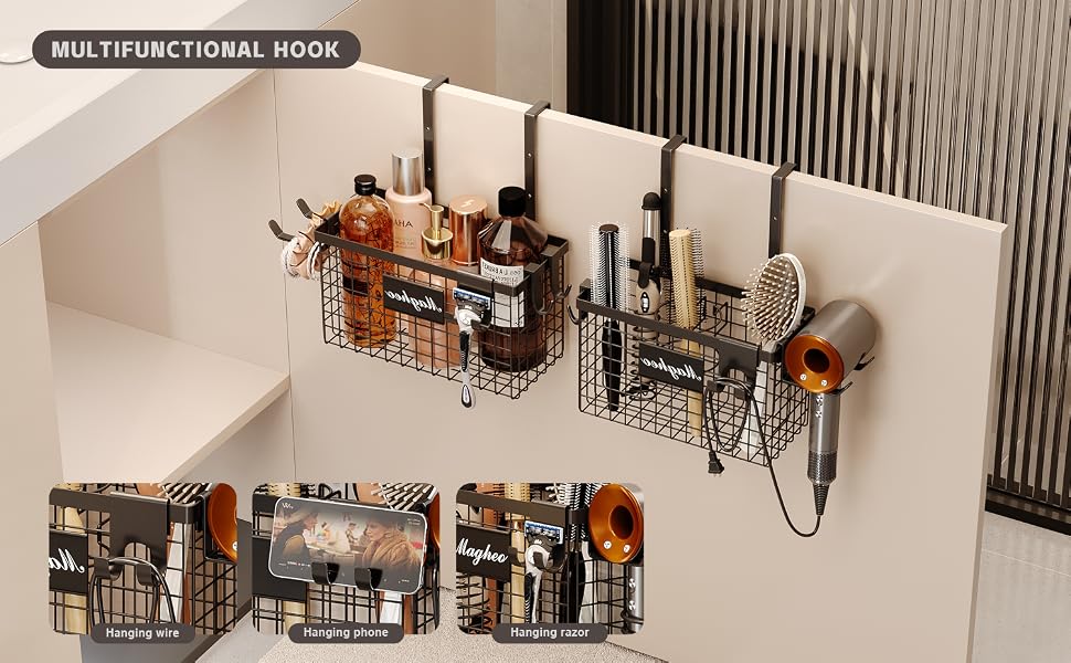 hair tool organizer under sink