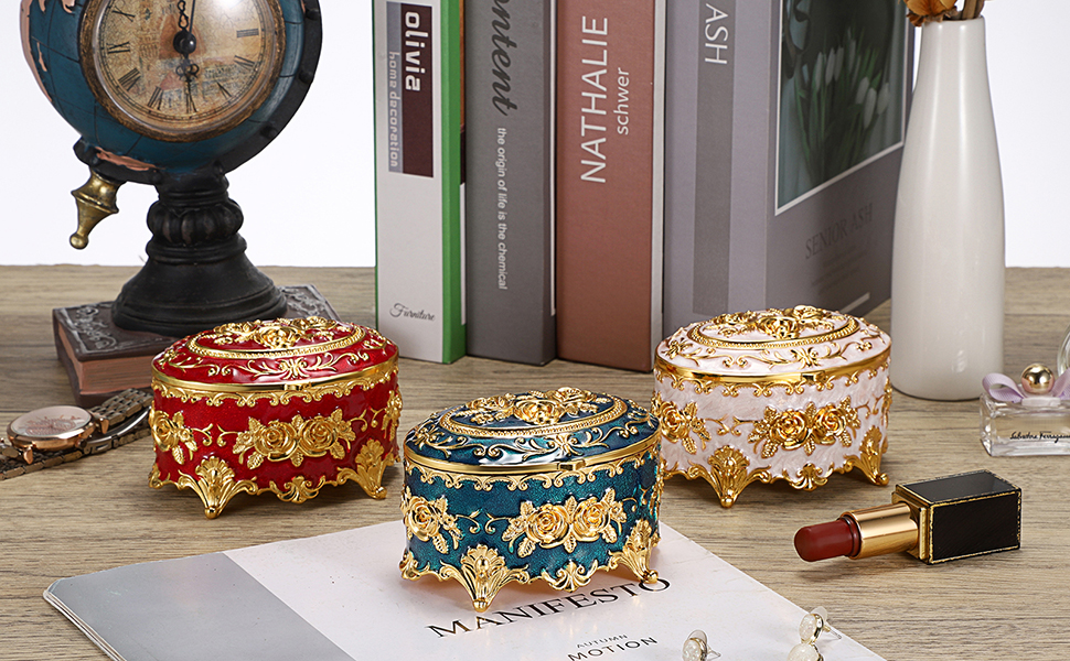 Jewelry box vintage metal jewelry box treasure chest jewelry box antique jewelry box for women girl