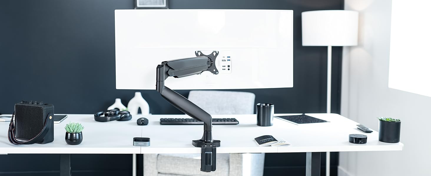 Pneumatic Arm Ultrawide Monitor Desk Mount