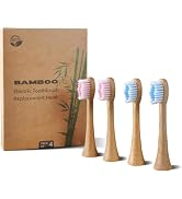 Bamboo Electric Toothbrush Replacement Heads-4 PackToothbrush Heads Base Made of 100% Natural Bamboo