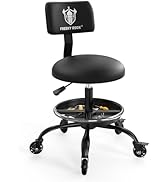 Rolling Shop Stool with Wheels, Garage Mechanic Stool Chair with Backrest, Height Adjustable Heav...