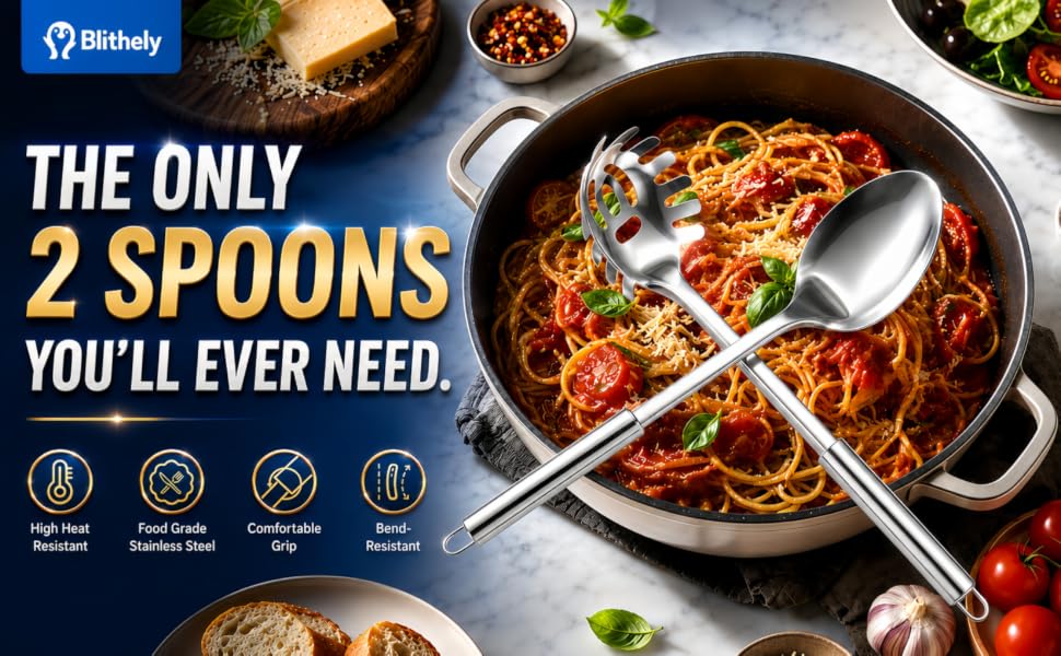 2 Pack Stainless Steel Serving Spoon