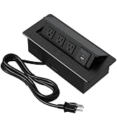KYHSHJ Connection Box Desktop Pop Up Outlet with 3 * 15A Receptacle,2.1A 1 USB-A Ports &1 USB-C P...
