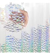 Ga-Geetopia Holographic Narrow Size 3D EVA Shower Curtain Liner Water Cube, 36x72 Premium Light W...