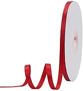 MEEDEE Red Ribbon 1/4 Inch Red Satin Ribbon Double Face Satin Ribbon Thin Red Wedding Ribbon Red ...