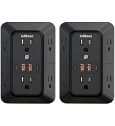 2 Pack Multi Plug Wall Outlet Extender Surge Protector 6 AC Outlet Splitter with 4 USB Ports(2 US...