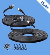 ANLINK 2 Pack 16.4ft 5M Flat Type USB C Cable, Charging and Data Sync, USB A to USB C Power Charg...