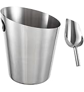 Stainless Steel Champagne Bucket with Ice Tongs - Stainless-Steel Beverage Tub - Diagonal Ice Buc...