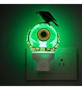 Raven Eyeball Glitter Night Light with Skeleton Hands for Halloween Decor | Gothic raven and eyeb...