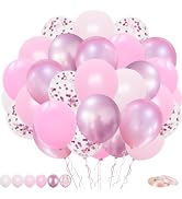 Pink Balloons, 60Pcs 12inch Metallic Pink Ballons Pearly Pink Balloons Matte Pink Balloons Pink C...