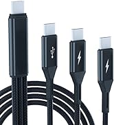 GELRHONR USB C Splitter Cable,USB C Male to 3 Type-C Male Charge Cable,3 in 1 Nylon Braided Charg...