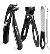 Nail Clippers for Seniors, CLPPNA Wide Jaw Fingernail Clippers and Angled Head Toenail Clippers f...