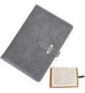 CRASPIRE A5 Leather Notebook Cover Gray Waterproof Envelope Folder Refillable Notebook Business B...