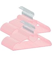 JIUXCF Pink Velvet Hangers 50 Pack, 16" Non Slip Adult Hangers, Slim Clothes Hanger with 360 Degr...