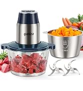 GANIZA Food Processors, Electric Chopper with Meat Grinder & Veggie Chopper - 2 Bowls with Powerf...