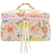 PAZIMIIK Cotton Makeup Bag for Women Large Quilted Travel Cosmetic Case Girls' Make Up Organizer,...