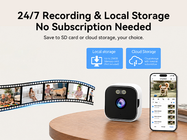 24/7 Recording & Local Storage No Subscription Needed