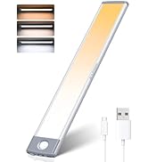 YANEGRT 60 LED Dimmable Under Cabinet Lights , 3 Color Temps 2500mAh Rechargeable Motion Sensor L...
