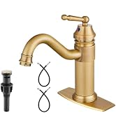 Heyalan Bathroom Basin Sink Faucet Brass One Hole Single Handle Lavatory Fixture Deck Mounted Van...