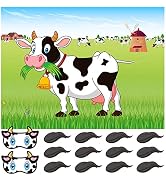 ASTARON Pin The Tail on The Cow Party Game with 30 Tails for Farm Party Supplies Pin Game, Boys G...