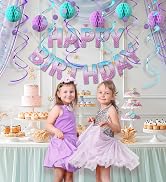 LITAUS, Birthday Decorations, NO DIY - Pack of 16 | Mermaid Happy Birthday Banner, Honeycomb Ball...
