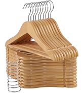 Edergoo Kids Wooden Hangers - 20 Pack, Natural Solid Wood Baby Hangers with Smooth Finish, Precis...